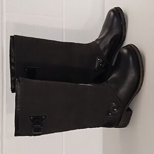 Khombu Size 8 Womans Moto Boots Tacoma Faux Smooth & Suede Leather NWT Flaw